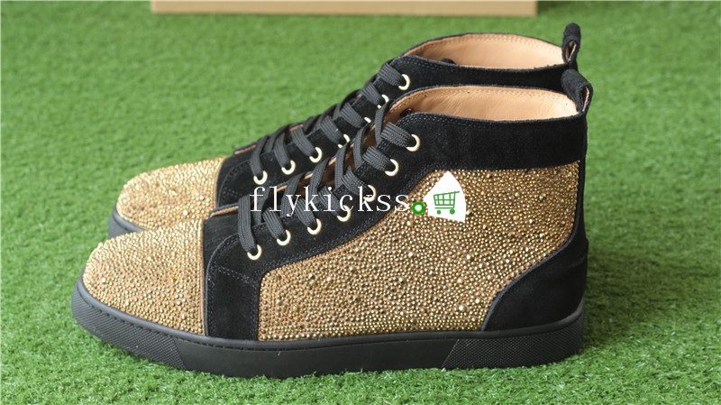 Christian Louboutin Flat Spike Sneaker High Top Golden Diamond